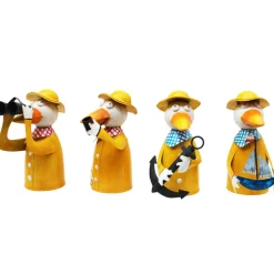 Zaunhocker Möwe, Metallmöwe mit Regenmantel und Schiff, 15x21cm