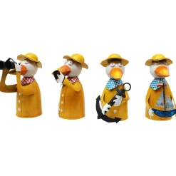 Zaunhocker Möwe, Metallmöwe mit Regenmantel und Schiff, 15x21cm