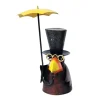 Zaunhocker Vogel, Rabe Rudi mit Zylinder und Regenschirm, 17cm, Metall