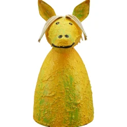 Zaunhocker Bauernhoftier Pferd used look, kleines Metallpferd gelb, 18cm