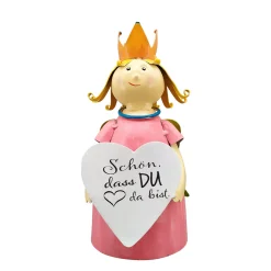 Zaunhocker Engel Schutzengel, Metallengel mit Krone und Schild: Schön, dass du da bist, 21cm