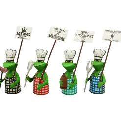 Zaunhocker Frosch Grill-BBQ, Metallfrosch mit Schild: Grillcheckliste, 22cm