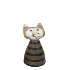 Zaunhocker Haustier Katze, Metallkatze schwarz-braungrau, 9x14cm