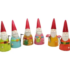 Zaunhocker Zwerg Gärtner orange, Metallzwerg mit Fliegenpilz, 26cm